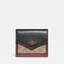 COACH Ladies Folding Purse Card Bag Pocket Wallet Canvas (ColorblockBlac... - $68.00