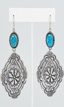 Vicki Orr Vintage Kingman Turquoise and Sterling Silver Concho Dangle Earrings - £310.31 GBP