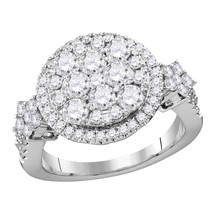 14k White Gold Round Diamond Cluster Bridal Wedding Engagement Ring 2.00... - $2,659.00