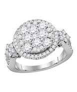 14k White Gold Round Diamond Cluster Bridal Wedding Engagement Ring 2.00... - £2,143.59 GBP