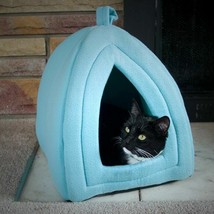 Blue Cat Pet Igloo Cave Enclosed Covered Tent House Removable Cushion Bed - £24.38 GBP