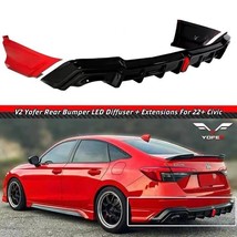 2022-2024 HONDA CIVIC SEDAN YOFER V2 RALLYE RED LED REAR DIFFUSER+ CORNE... - £185.47 GBP