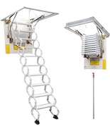 Wall Mounted Folding Ladder White Loft Attic Stairs  Pull Down 13 Steps  - £560.55 GBP