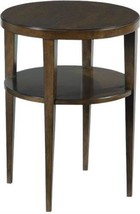 Side Table WOODBRIDGE Neo-Classical Squared Tapered Posts Round Top Walnu - £738.64 GBP