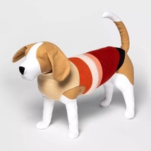 Fuzzy Stripe Dog and Cat Sweater - Deep Orange and Burgundy XL 80-100 lbs - $10.88