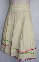 Ruth Size 4 Yellow Pinstriped Full Skirt Ribbon Cotton Jewel Embellished Lined - $19.80