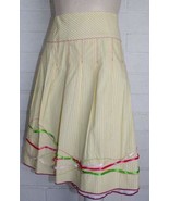 Ruth Size 4 Yellow Pinstriped Full Skirt Ribbon Cotton Jewel Embellished... - $19.80