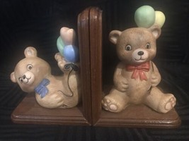 Vintage House Of Lloyd Bears With Balloons Bookends Child room decor hom... - £14.08 GBP