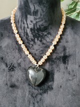 Women&#39;s Custom Chunky Black Heart Fashion Pendant Necklace - £18.38 GBP
