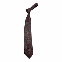 80s RETRO Pierre Balmain Paris 100%  Silk Red/Green Paisley Tie Handmade... - $39.20