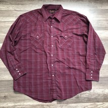 Plains Western Wear Pearl Snap XL Red Plaid Lightweight Long Sleeve Country - $12.00