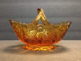 Vintage Imperial Carnival Glass Basket Marigold Iridescent Orange - $28.39