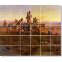 Charles Russell Native American Painting Ceramic Tile Mural P07766 - £239.06 GBP+