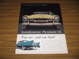 1956 Print Ad The &#39;56 Aerodynamic Plymouth Belvedere Convertible - $10.94