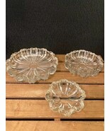 Vintage Complete Original Set of 3  Hazel Atlas Clear Nesting Glass Asht... - $13.56