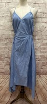 Joie Dress SMALL Wrap Sun Hi Low Sleeveless Cotton Striped Side Tie Blue NEW - £63.34 GBP