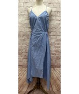 Joie Dress SMALL Wrap Sun Hi Low Sleeveless Cotton Striped Side Tie Blue... - £63.30 GBP