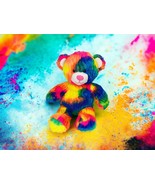 Build A Bear Teddy Rainbow Tie Dye Plush 17&quot; Stuffed Animal 2013 BABW Br... - £14.61 GBP