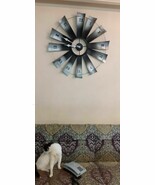 Metal Black Silver Big Large Windmill Vintage Indoor Home Decor Wall Art Clock - $345.45 CAD