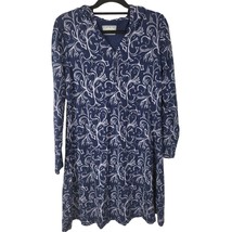 Cabela&#39;s Dress Large Womens Blue Swirl Print Knee Length Long Sleeve Hooded - £17.82 GBP