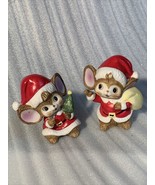 pair of homco mouse santa mice dressed up at santa claus - £15.93 GBP