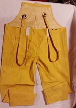 DARK YELLOW 3XLARGE 43X30.5 WET RAIN SUIT PANTS BOTTOMS SUSPENDERS BIB O... - £12.51 GBP