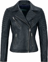 Stylish Black Zipper Jacket Women Lambskin 100% Leather Jacket Motorcycle Biker - £85.57 GBP