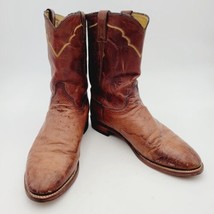 Justin 3291 Men&#39;s Exotic Roper Boot Antique Brown Vtg Smooth Ostrich Sz ... - $102.84