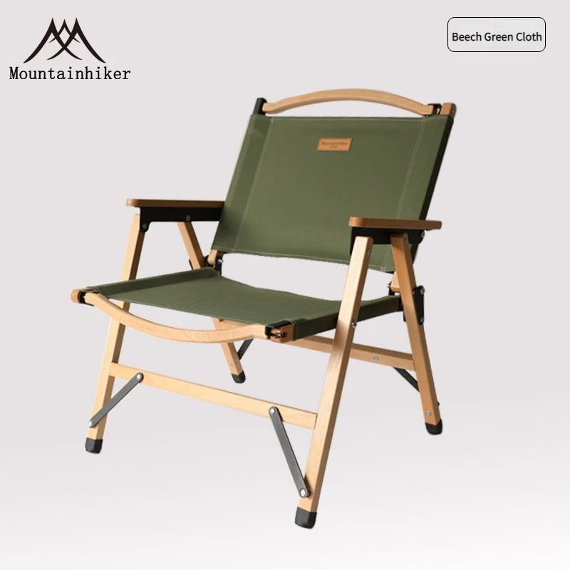  folding portable backrest chair camping leisure faux wood armrest fishing garden chair thumb200