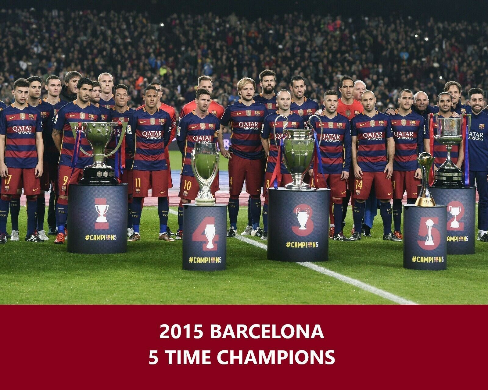 2015 BARCELONA 5 TIME CHAMPIONS 8X10 TEAM PHOTO BC SOCCER FOOTBALL PICTURE - $4.94