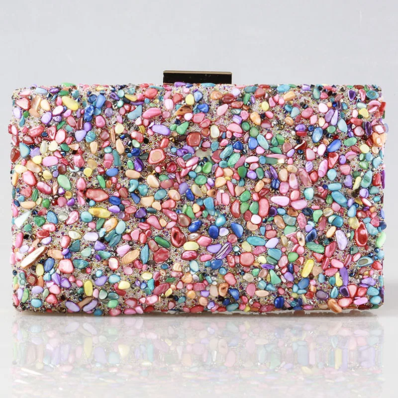 Women&#39;s Party Clutch Purse Evening Bag Multicolor Crystal Stone Ethnic Clutch Ba - $95.28