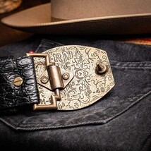 Iowa Genuine Caiman Skin Western Belt Black image 7