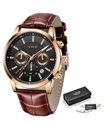 Watches Mens Luxury Casual Leather Gold black - £28.89 GBP