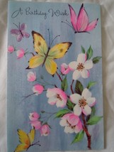 Vintage Fantusy Butterfly Birthday Card 1970s - £2.33 GBP