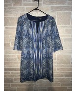 Nanette Lepore Blue &amp; Green Paisley &amp; Striped 3/4 Sleeve Dress, Size 8 (US) - £19.49 GBP