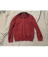 Nautica Red Full Zip Sweater Cotton Knit Ribbed Collar Long Sleeve Casua... - $15.26 CAD
