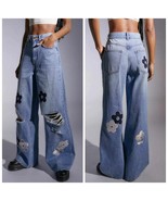 Urban Outfitters BDG Skater Baggy Jean Daisy Patch Distressed Flared Leg... - $135.40 CAD