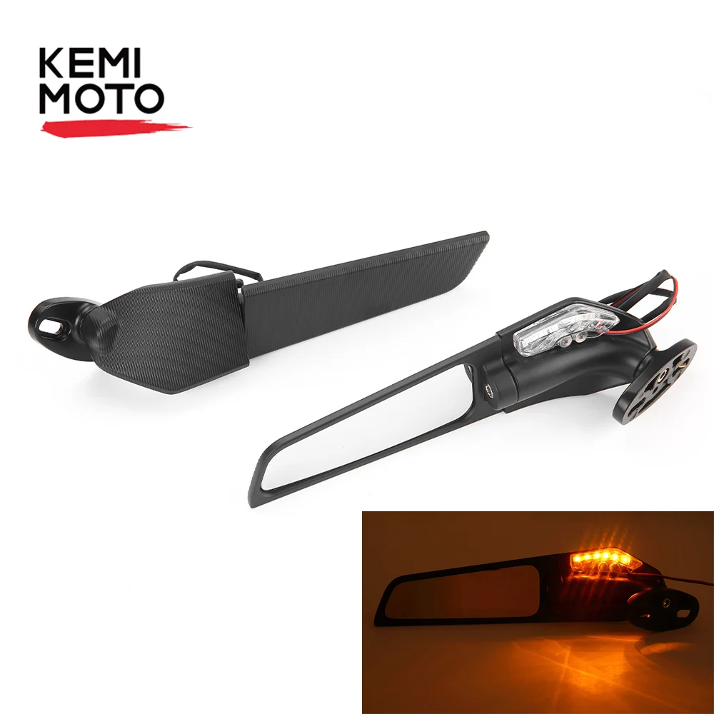Wind Wing Mirror With Led Adjustable 360 Rotating Rearview Mirror   YZF R1 R6 R2 - £206.12 GBP
