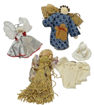 Vintage Handmade Lot of 5 Fabric and Wood Angel Christmas Ornaments  - £11.47 GBP