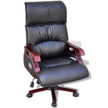 vidaXL Black Top Real Leather Adjustable Massage Office Chair - £536.35 GBP