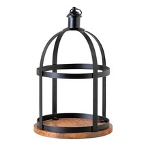 Large Wrought Iron Lantern with Wood Base image 2