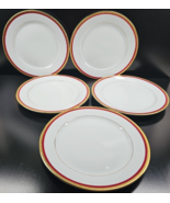 5 Charter Club Fashion Buffet Gold Red Band Dinner Plates Set Macy&#39;s Dis... - £180.96 GBP