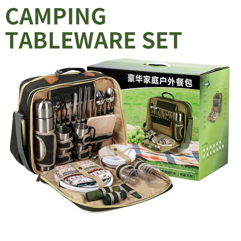 Portable Luxury Camping Picnic Tableware Set Dishes Outdoor Tableware Set With - £227.21 GBP