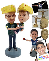 Personalized Bobblehead Dad and son football fans charing for their teams - Pare - £124.67 GBP