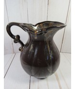 Pitcher Brown Pottery Motley Glaze Small 5 1/4&quot; Tall x 4.75&quot;. - $6.77