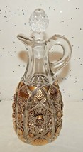 Vintage Cruet w/STOPPER~IMPERIAL Glass~Pressed~Daisy &amp; Buttons~Gold Accents - £19.57 GBP