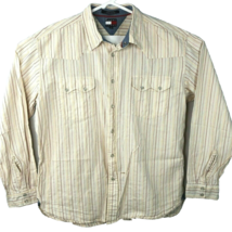 Tommy Jeans Pearl Snap Ric Rack Striped XXL Western Shirt sz 2XL Hilfige... - $28.86