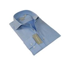 Men's Dress Shirt Christopher Lena 100% Cotton Wrinkle Free C507RSSR Blue Slim image 2