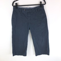 Eddie Bauer Womens Khaki Capri Pants Cotton Stretch Straight Leg Navy Blue 8 - £9.90 GBP