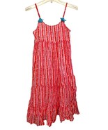 Boden Sleeveless Midi Tiered Sundress Girls Size 13-14 Red Pink Boho Bea... - £13.61 GBP